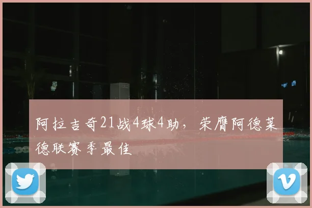 阿拉吉奇21战4球4助，荣膺阿德莱德联赛季最佳